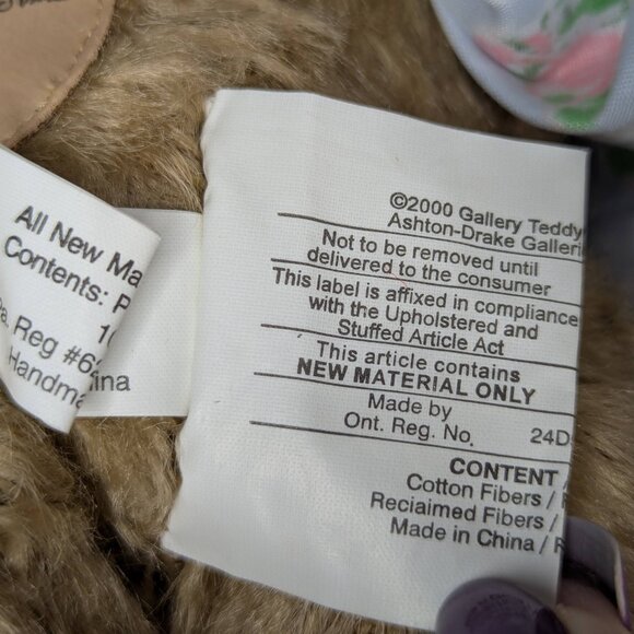 Ashton Drake Abbie 11in Limited Edition Gallery Teddy Bear w/Handkerchief #1625 - Picture 9 of 15